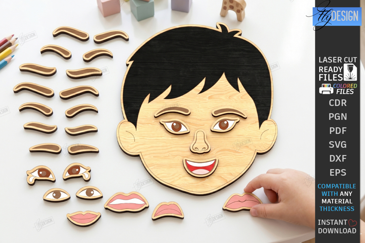 Make a Face Wooden Puzzle Laser Cut | Kids Laser |Montessori
