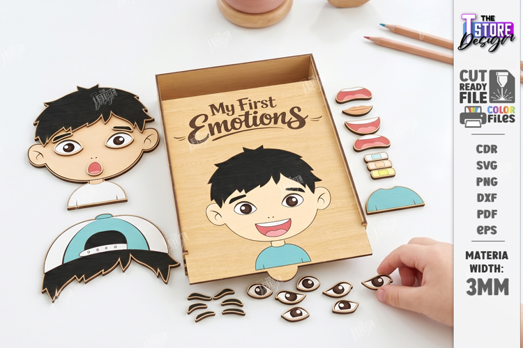 Make a Face Puzzle Laser Cut | My First Emotions |Kids Laser