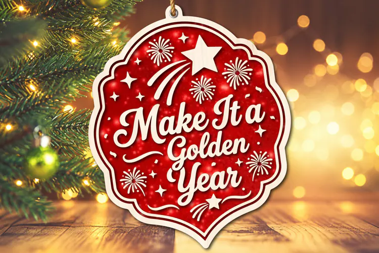 Make It a Golden Year New Year Ornament SVG