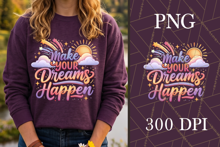Make Your Dreams Happen PNG Motivational Quote