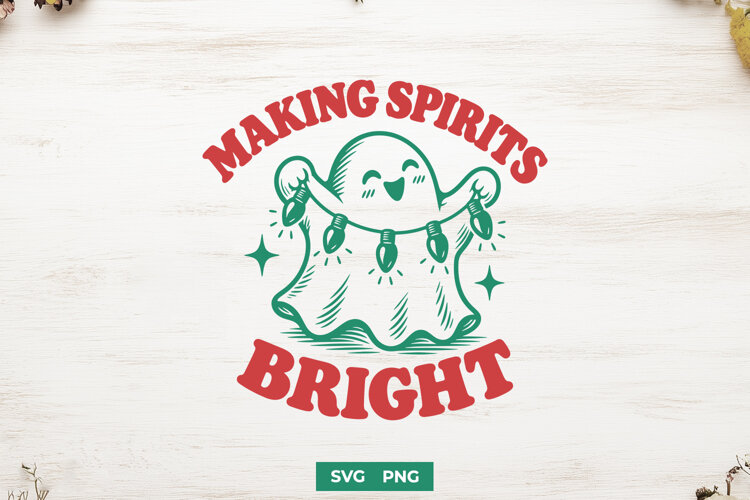 Making Spirits Bright SVG, Creepmas PNG, Spooky Christmas example image 1