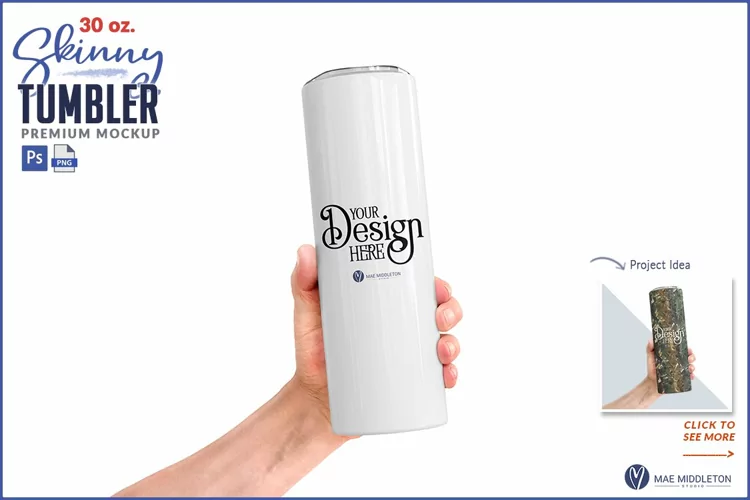 30 oz. Skinny Tumbler Mockup | PSD, Png