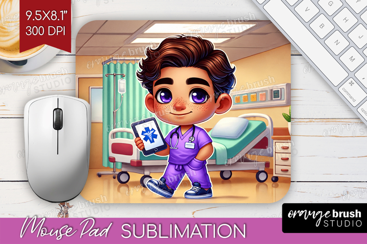 Male Nurse Mouse Pad Sublimation - Medical Mousepad PNG