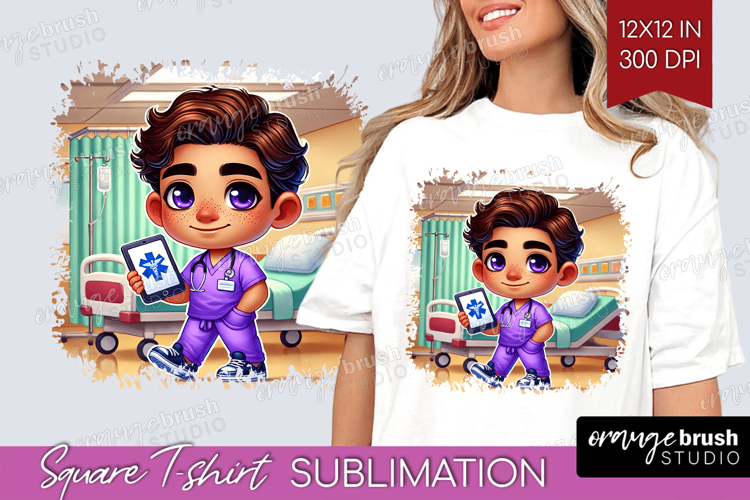 Male Nurse Square Tshirt Background - Medical PNG example image 1