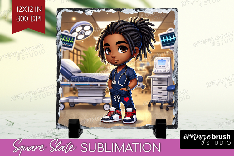 Male Nurse Slate PNG - Medical Square Slate Sublimation