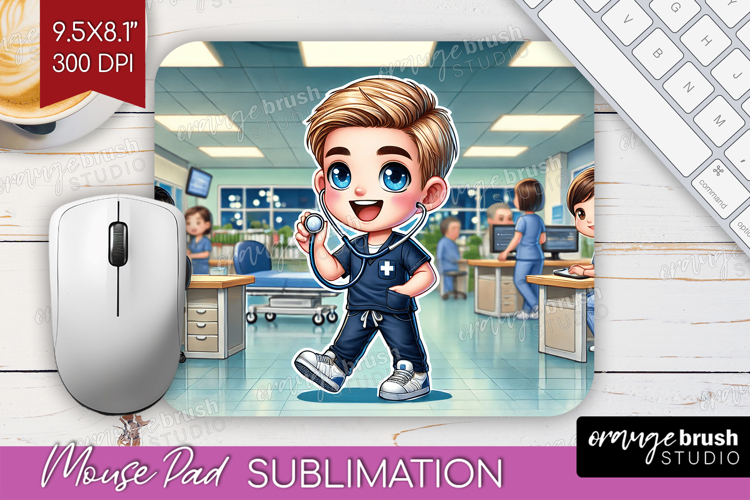 Male Nurse Mouse Pad Sublimation - Medical Mousepad PNG