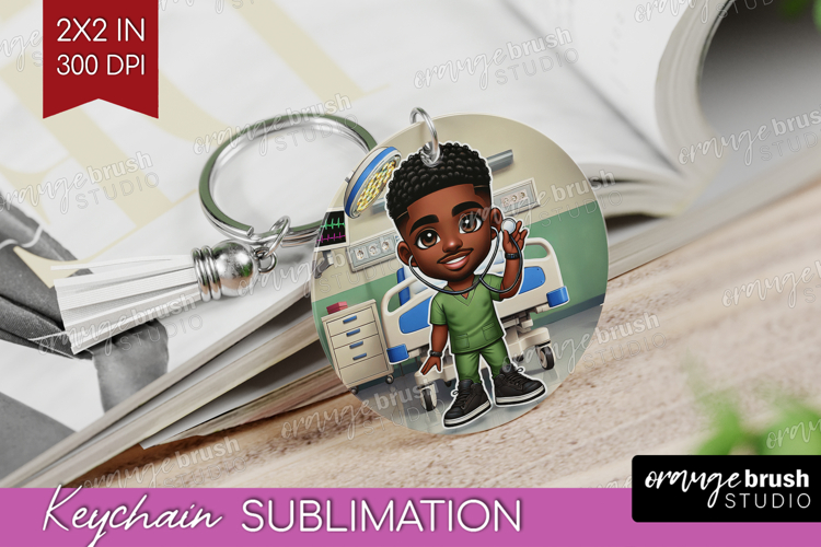 Male Nurse Keychain PNG - Medical Keychain Sublimation