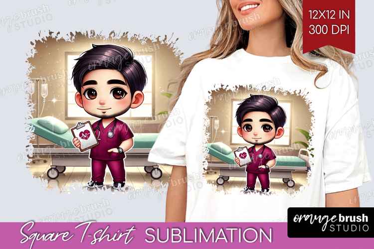 Male Nurse Square Tshirt Background - Medical PNG