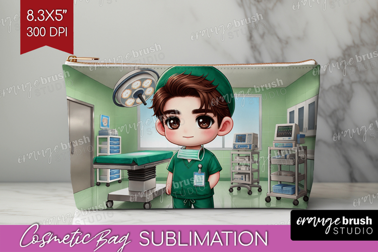 Male Nurse Cosmetic Bag - Medical Makeup Bag PNG Sublimation