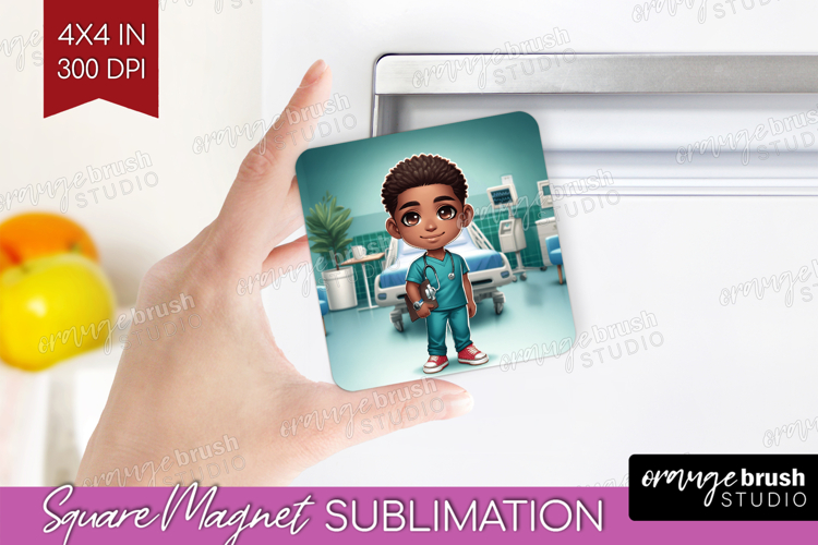 Male Nurse Magnet Sublimation - Medical Square Magnet PNG