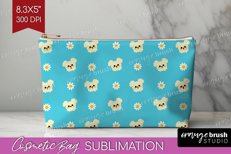 Maltese Dog Cosmetic Bag Cute Chibi Puppy Makeup Bag PNG example image 1