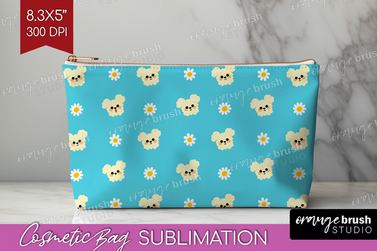 Maltese Dog Cosmetic Bag Cute Chibi Puppy Makeup Bag PNG