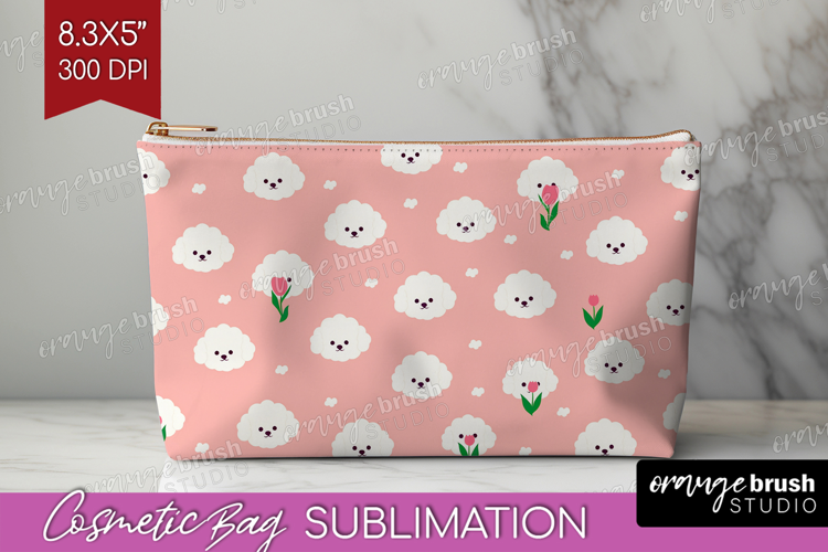 Maltese Dog Cosmetic Bag Cute Chibi Puppy Makeup Bag PNG