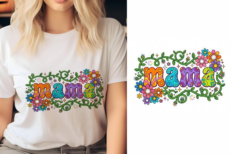 T shirt Mothers Day mama typography colorful floral illustra example image 1