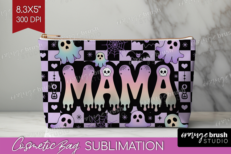 Mama Halloween Cosmetic Bag Spooky Season Makeup Bag PNG
