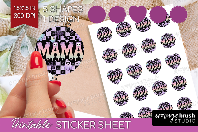 Mama Halloween Round Sticker Spooky Season Printable Sticker