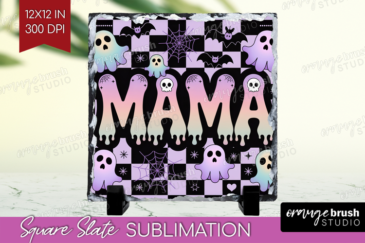 Mama Halloween Slate PNG Spooky Season Square Slate