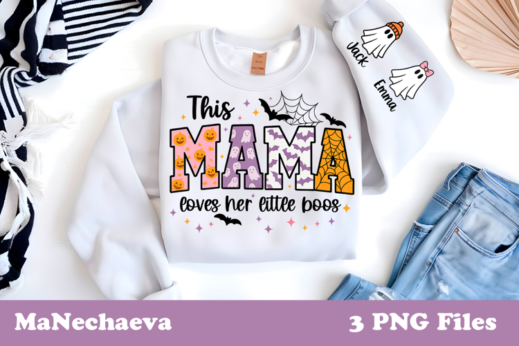 Cute Halloween Mama Sleeve Sublimation | Little Boos Ghost