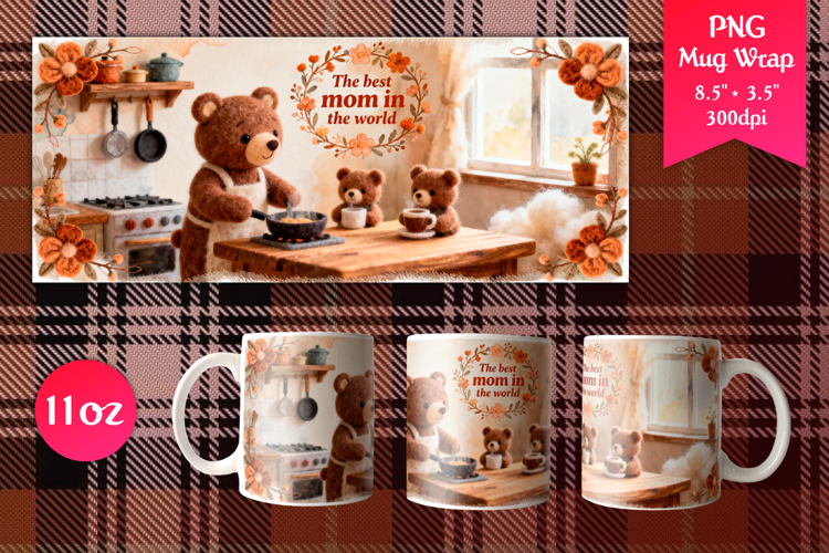 Cute Bear Family 11oz Mug Wrap | Mothers Day Sublimation