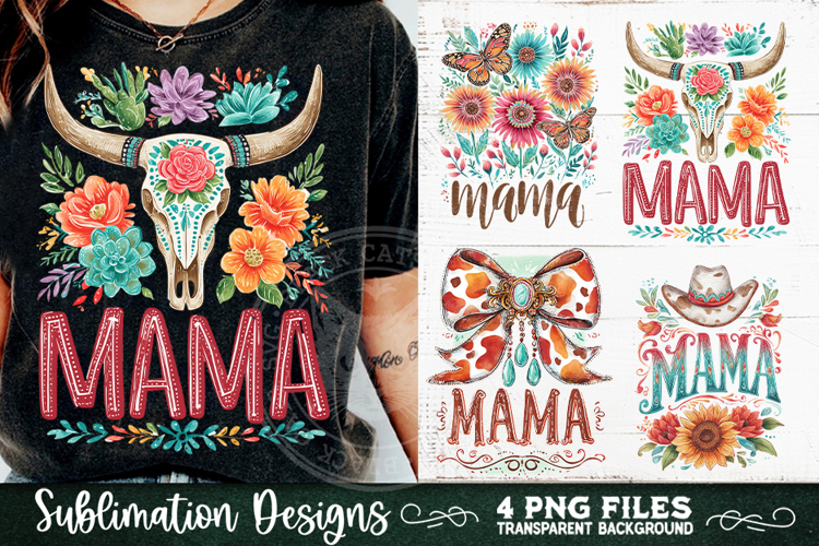 Boho Mama Western PNG Sublimation 4 Designs