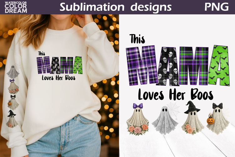 This Mama Loves Her Boos T Shirt Design | Halloween PNG