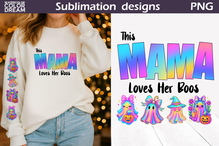 This Mama Loves Her Boos T Shirt Design | Halloween PNG