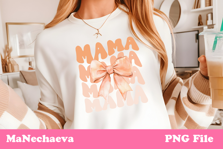 Mama Sublimation Design | Peach Bow Mother’s Day PNG