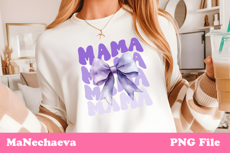 Mama Sublimation Design | Purple Bow Mother’s Day PNG