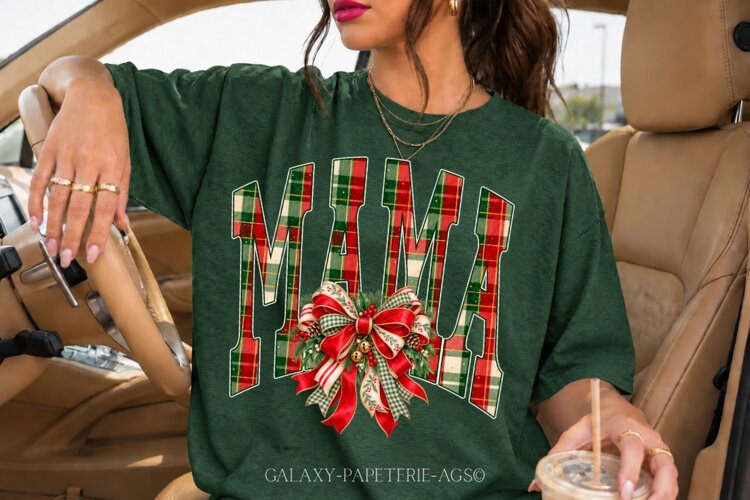 Mama Christmas PNG | Vintage Holiday Bow Design example image 1