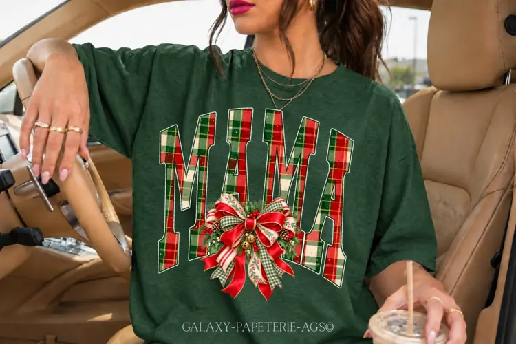 Mama Christmas PNG | Vintage Holiday Bow Design