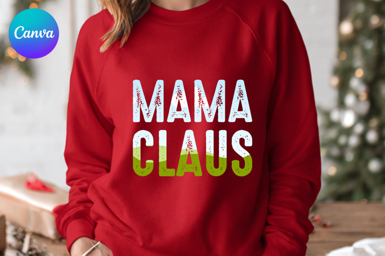 mama claus Christmas Canva Frame Shirt Design