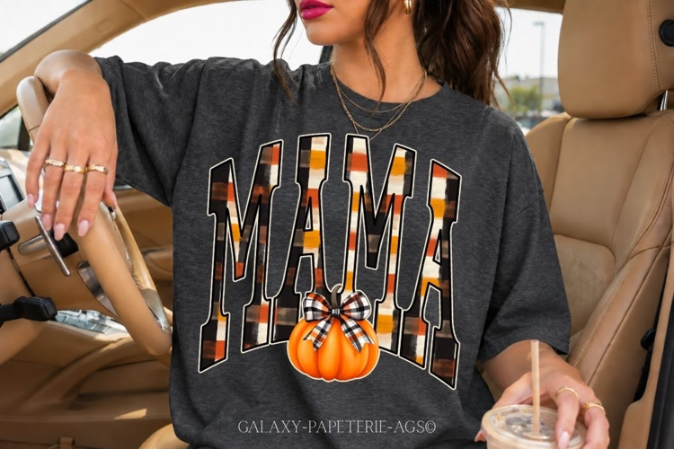 Mama PNG | Fall Pumpkin Plaid Shirt Design