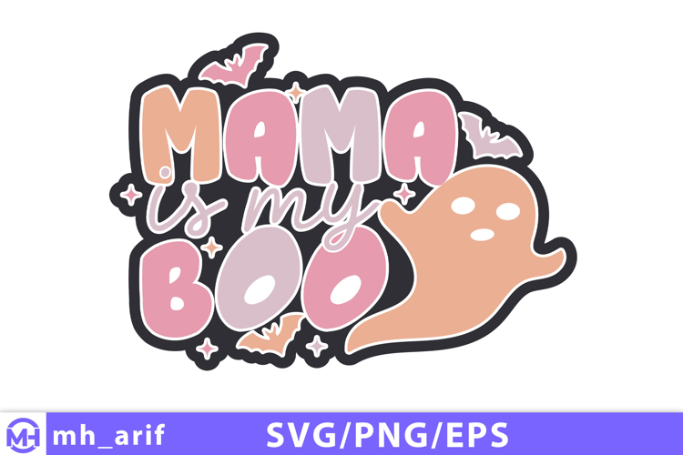 Mama is My Boo Retro Halloween SVG PNG T-shirt Design