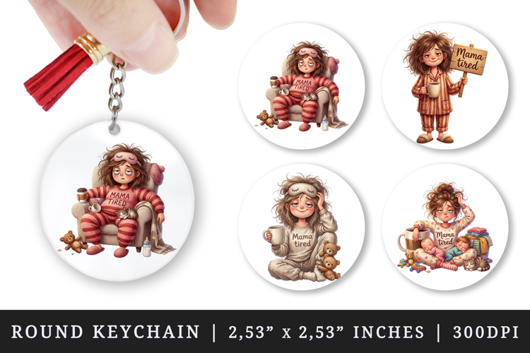 Mama round keychain pintable sublimation design png