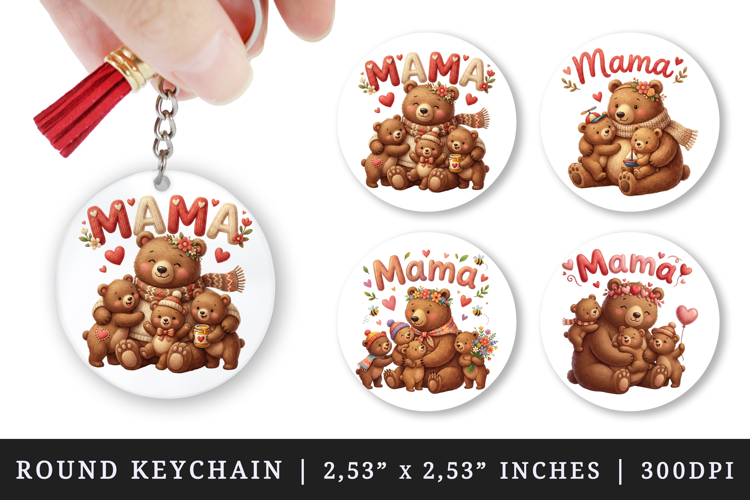 Mama round keychain pintable sublimation design png