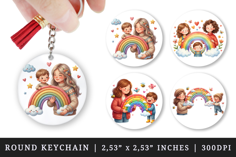 Mama round keychain pintable sublimation design png