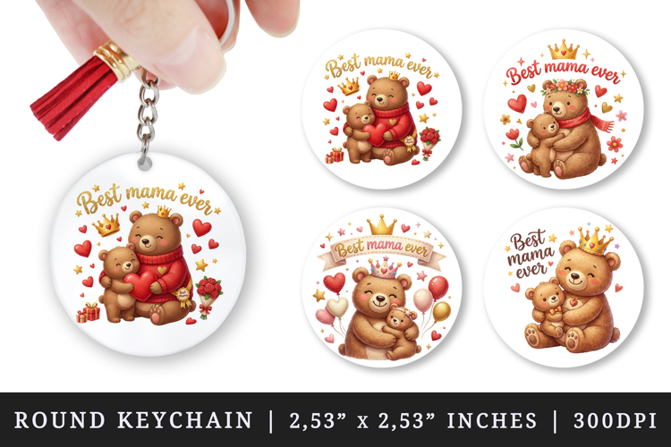 Mama round keychain pintable sublimation design png
