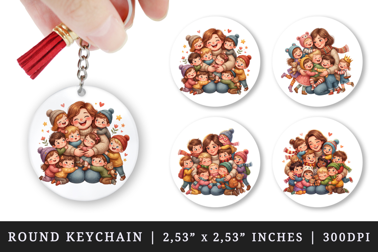 Mama round keychain pintable sublimation design png