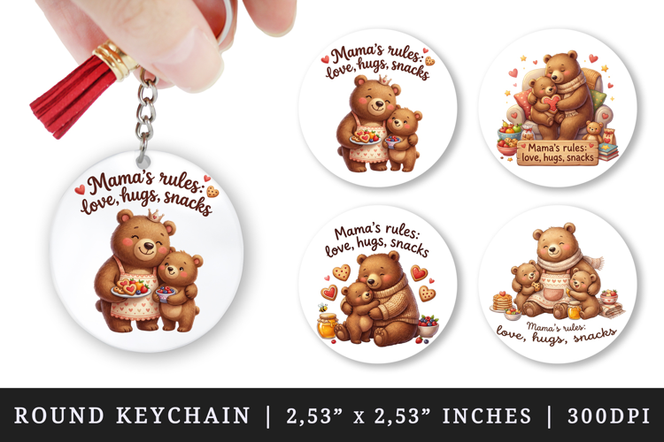Mama round keychain pintable sublimation design png