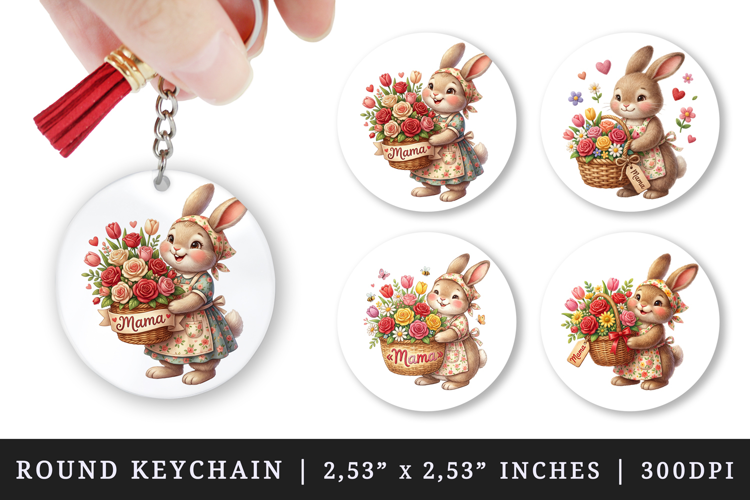 Mama round keychain pintable sublimation design png
