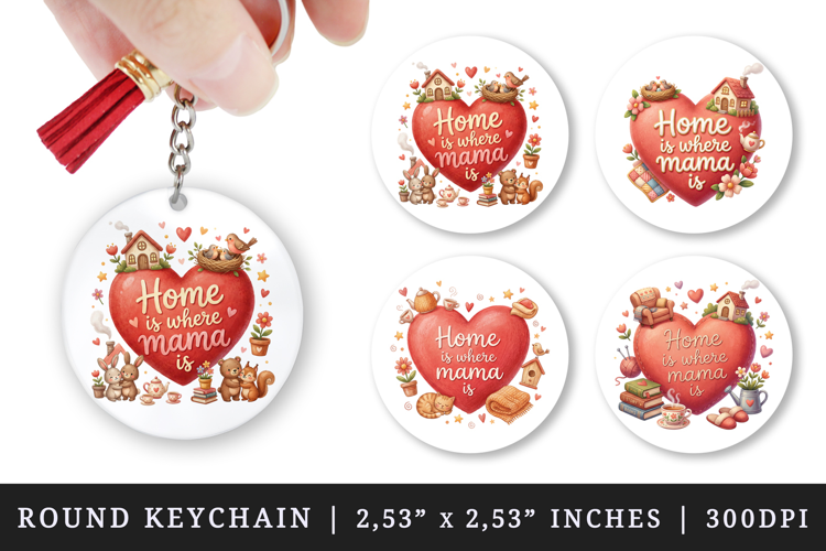 Mama round keychain pintable sublimation design png