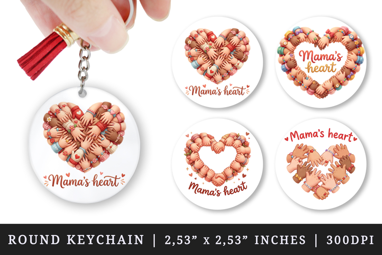 Mama round keychain pintable sublimation design png