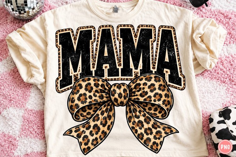 Mama Leopard Print Bow PNG example image 1