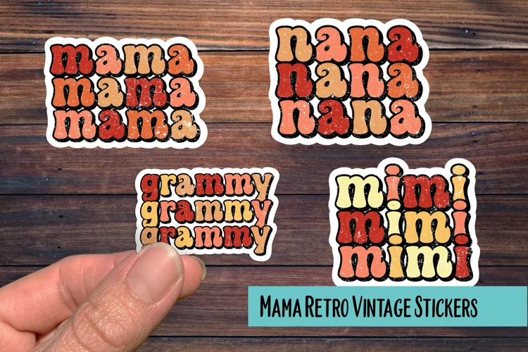 Retro Vintage Mama PNG Sticker Pack