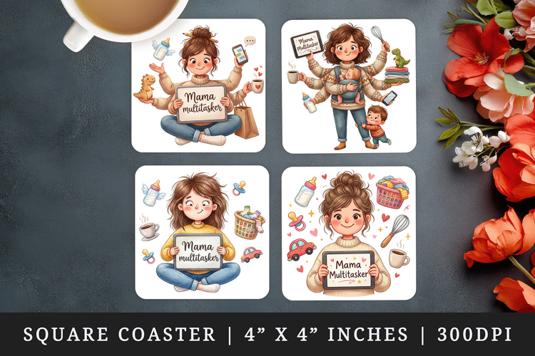 Mama square coaster sublimation, coasters design