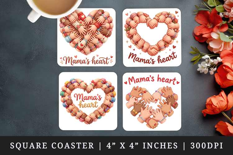 Mama square coaster sublimation, coasters design