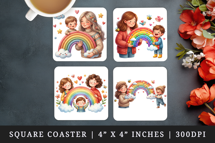 Mama square coaster sublimation, coasters design