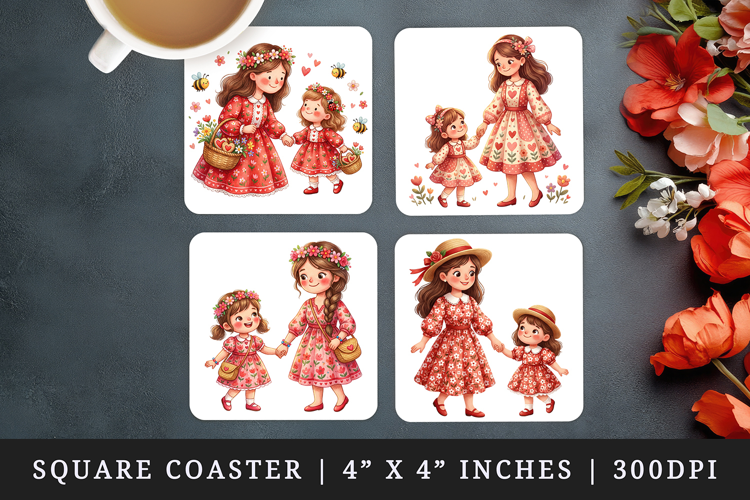 Mama square coaster sublimation, coasters design