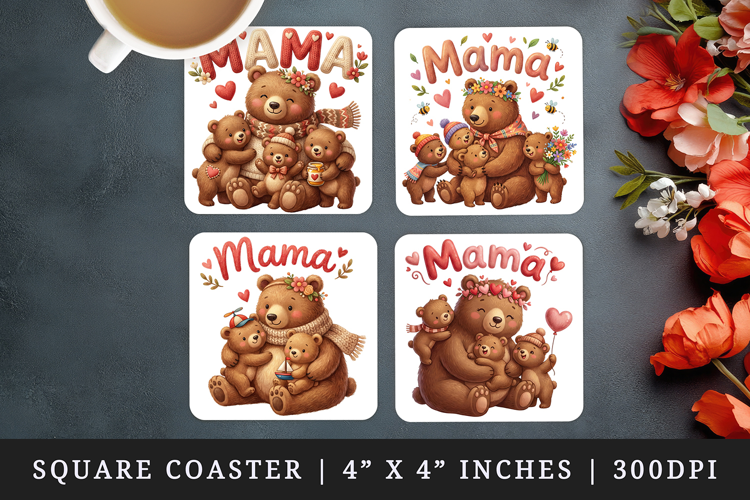 Mama square coaster sublimation, coasters design