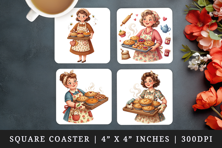 Mama square coaster sublimation, coasters design